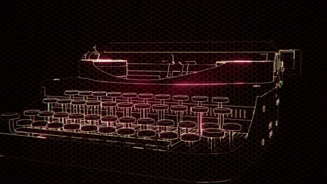 Hologramm-Einer-Retro-Schreibmaschine-Im-Dunkeln